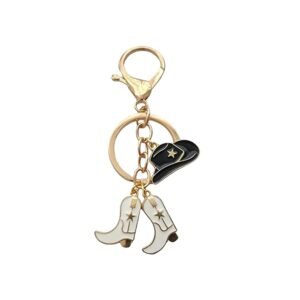 Western Cowboy Hat and Boots Key Chain, Cowgirl Keychain Texas KeyChain Cowboy Themed Accessories Women Hat Boot Key Ring