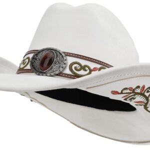 Western Cowboy Hat for Men and Women, Shapeable Big Wide Brim Cowgirl Hat with Embroidery