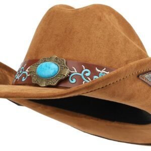 Western Cowboy Hat for Men and Women, Shapeable Big Wide Brim Cowgirl Hat with Embroidery