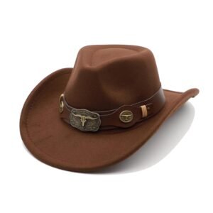 Western Cowboy Hat for Men Cowgirl Hat for Women Unisex Wide Brim Felt Fedora Hats Classic Cowboy Hats