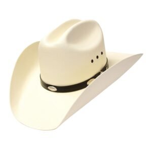 Western Express Natural Straw Cowboy Hat for Men and Women - Cattleman Style with Black Hat Band and Silver Conchos