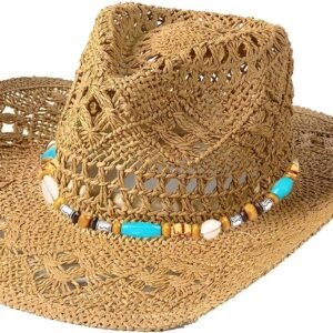 Western Straw Cowboy Hat Beach Caps Sun Hat Green
