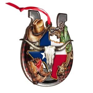 Western Texas Ornament 2025, Cowboy Christmas Ornaments, Cowboy Boots & Hat Rodeo Sports Ornament, Horse Ornaments, Western Gifts for Cowgirls Cowboys, Horse Riding Gifts for...
