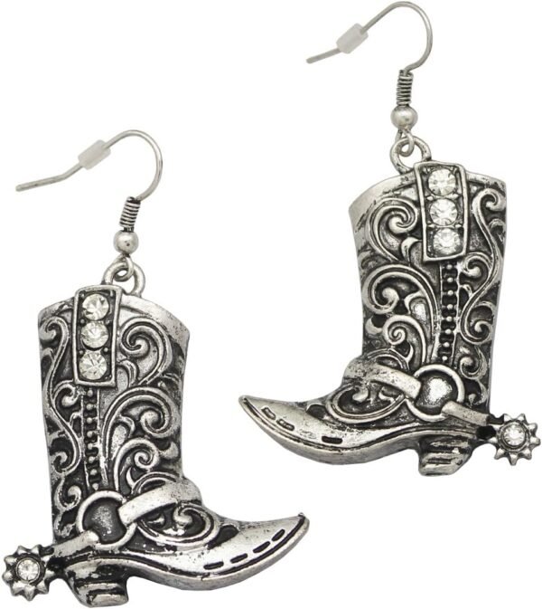 Western West Cowgirl Boots Earrings Texas Spur Dangle Drop Earrings Rodeo Boho Fancy Dress Costume