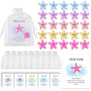 Wettarn 125 Sets Employee Appreciation Gifts Bulk Include You're a Star Appreciation Cards Mini Resin Starfish Organza Bags Inspirational Thank You Gift for Coworkers Staff...