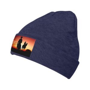 Winter Beanie Hats for Men Women Texas Cowboy Knit Hat Warm Cozy Cuffed Skull Cap Slouchy Ski Beanies
