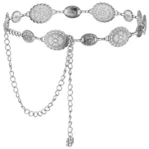 Women Adjustable Chain Belt Western Cowgirl Waistband Skinny Vintage Dress Belt for Concert Outfit