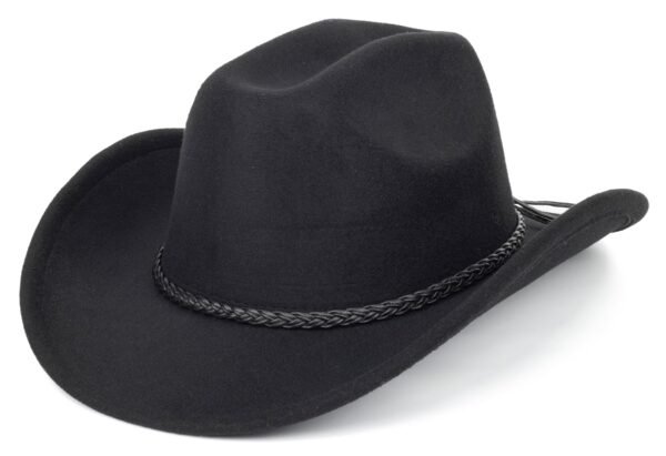 Women & Men Felt Western Cowboy Hat Classic Roll Up Brim Belt Buckle Cowgirl Fedora (M-L)