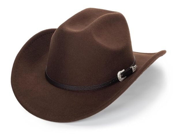 Women Men Western-Cowboy-Cowgirl-Hat Outdoor Faux Felt Wide Brim Western-Belt-Buckle Panama Fedora Hat(M)