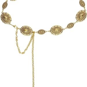 Women Western Gold Chain Concho Belt Cowgirl Cowboy Metal Belts for Dresses Jeans Country Concert Outfits