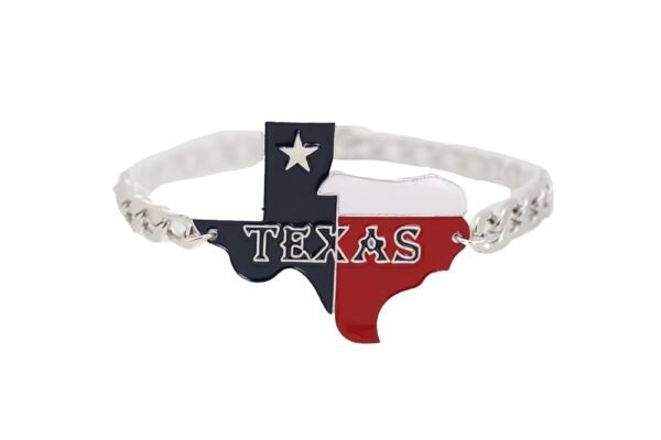 Women Western Jewelry Boot Bracelet Metal Chain Texas State Map Shoe Charm Silver Color Strand TX Star