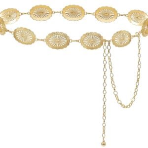 Women's Concho Chain Belt Western Cowgirl Metal Waist Chain Belt for Dress
