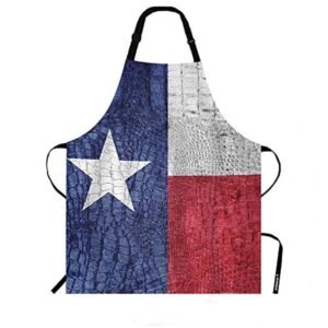 WONDERTIFY Texas State Flag Apron,The Flag Painted on Luxury Crocodile Bib Apron with Adjustable Neck for Men Women,Suitable for Home Kitchen Cooking Waitress Chef Grill Bistro...