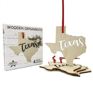 Wooden Texas Ornaments Texas 4 Pack