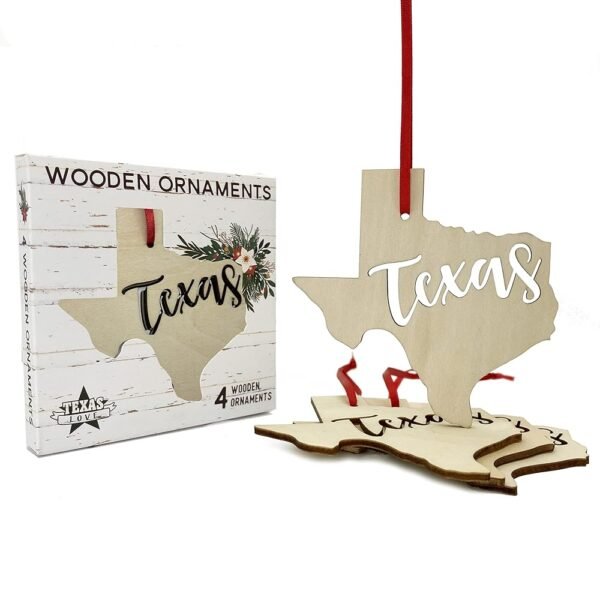 Wooden Texas Ornaments Texas 4 Pack