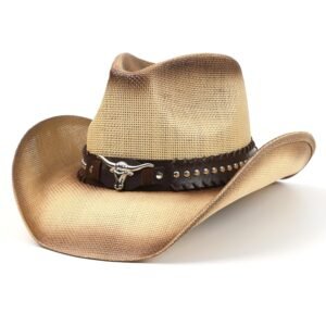 WOOH Straw Cowboy Hats for Women and Men,Western Brown Cowgirl Hat for Rodeo,Country Concert and Cowboy Outfits