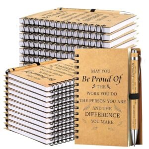 Yeaqee 100 Pcs Inspirational Gifts Set Include 50 Spiral Notebooks 50 Pens May You Be Proud of The Work You Do Motivational Thanks Gifts for Coworker Teachers Back to...