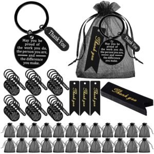 Yinkin 108 Pcs Employee Appreciation Gifts Set Coworker Gifts 36 Keychain 36 Organza Bags and 36 Thank You Cards for Coworker