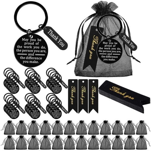 Yinkin 108 Pcs Employee Appreciation Gifts Set Coworker Gifts 36 Keychain 36 Organza Bags and 36 Thank You Cards for Coworker